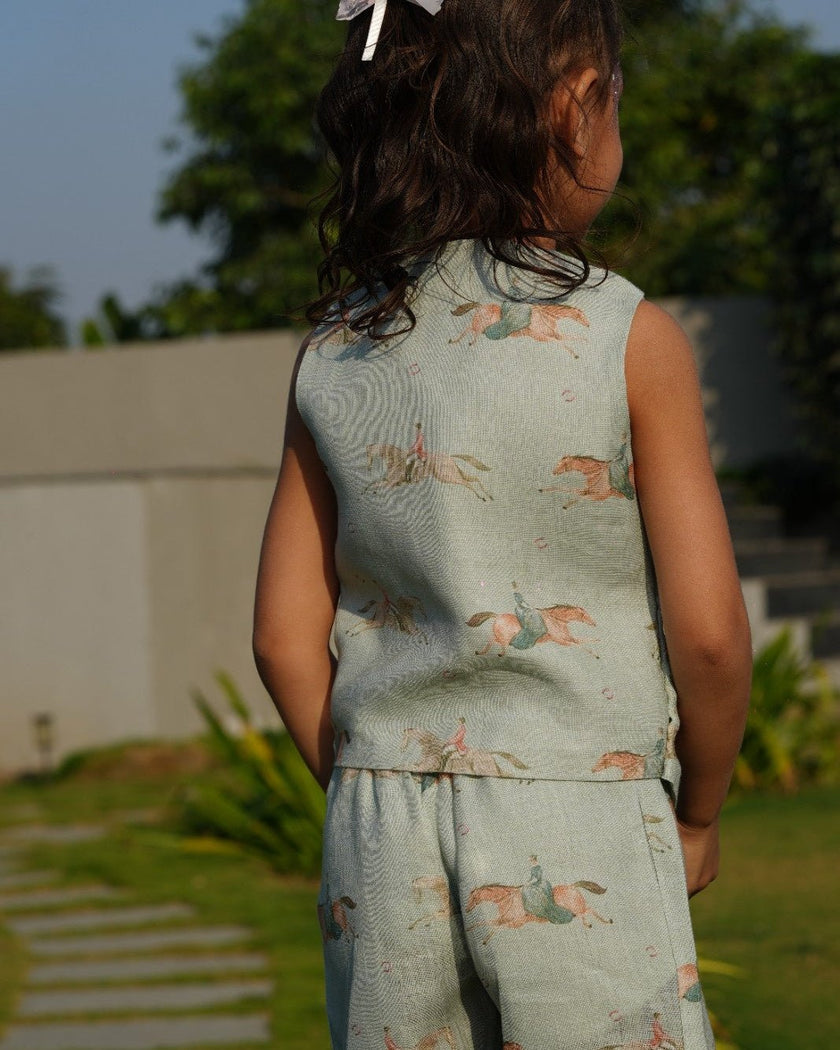 Mare & Stallion Print Premium Linen Coord Set - Funny Bones Clothings
