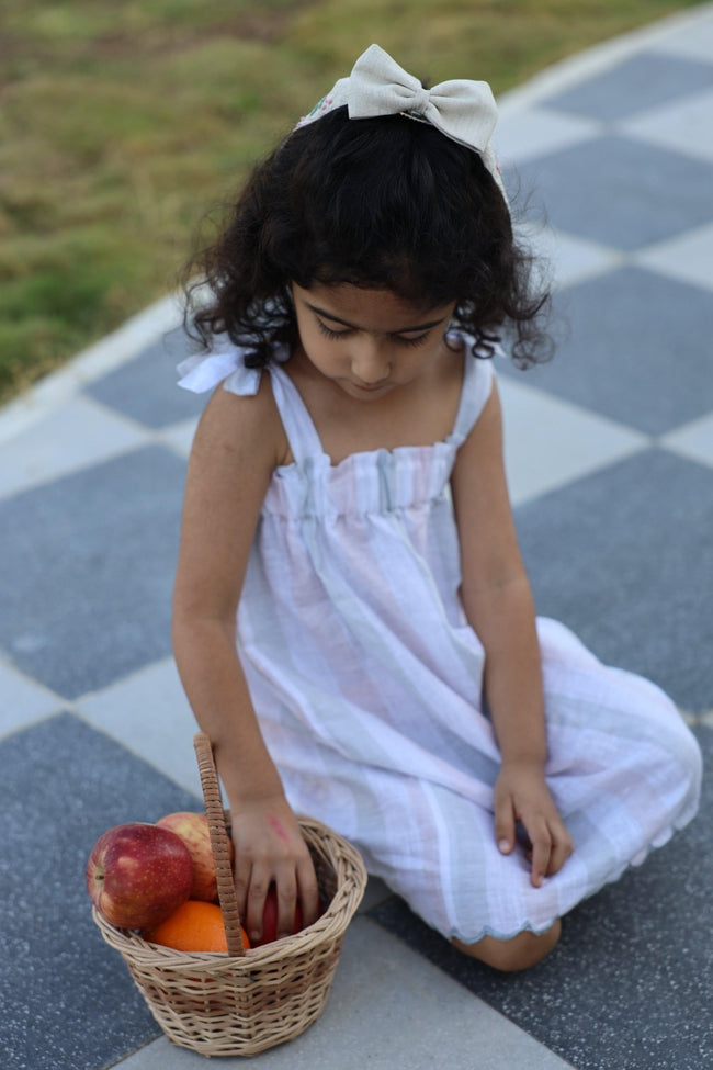 Melodic Stripes Pure Linen Dress - Funny Bones Clothings