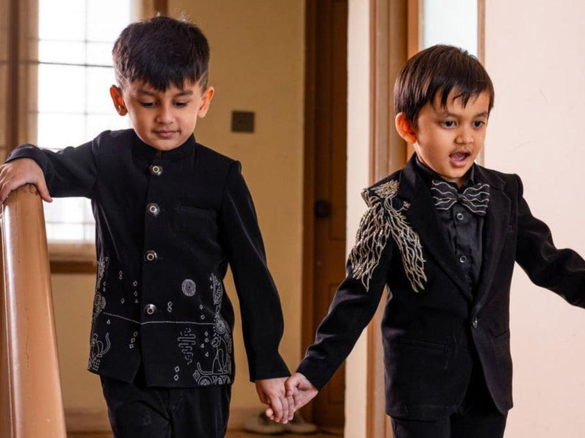 Midnight Prowl Themed Embriodered Bandgala Jodhpuri Blazer Set - Funny Bones Clothings