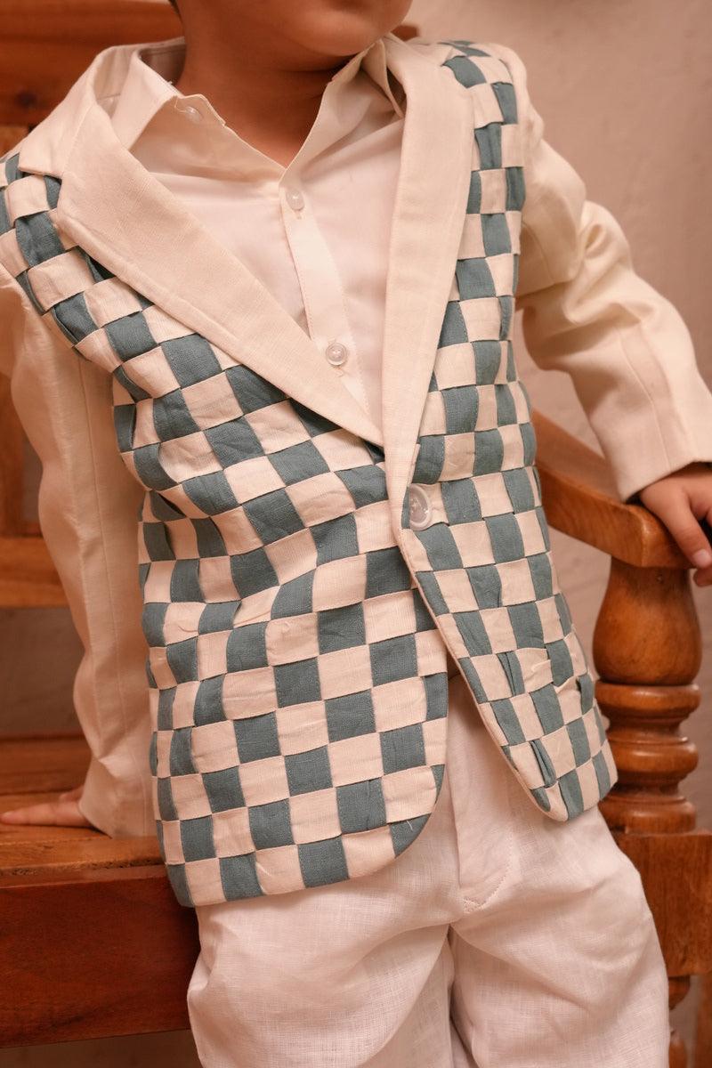 Mint Merge Pure Linen Intersect Blazer Set - Funny Bones Clothings