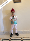 Monkey Print Satin Koti withPink Linen kurta Style Coord Pajama Set - Funny Bones Clothings