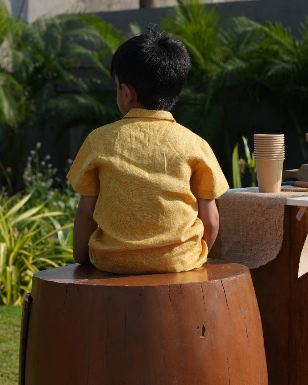 Mustard Twig Handwork Solid Premium Linen Coord Set - Funny Bones Clothings