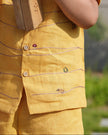 Mustard Twig Handwork Solid Premium Linen Coord Set - Funny Bones Clothings