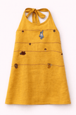 Mustard Twig Handwork Solid Premium Linen Dress - Funny Bones Clothings