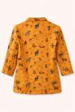 Mustard zoo printed pure linen premium kurta pajama set - Funny Bones Clothings