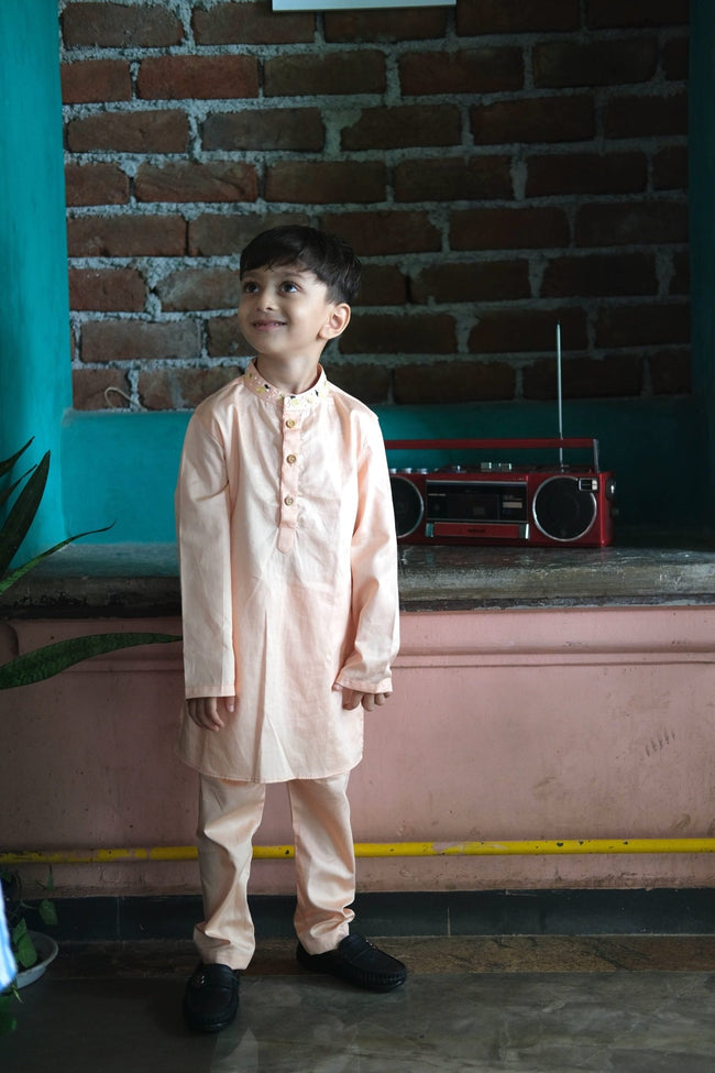 Nimboora Hand Embriodered Pure Cotton Kurta Pajama Set - Funny Bones Clothings