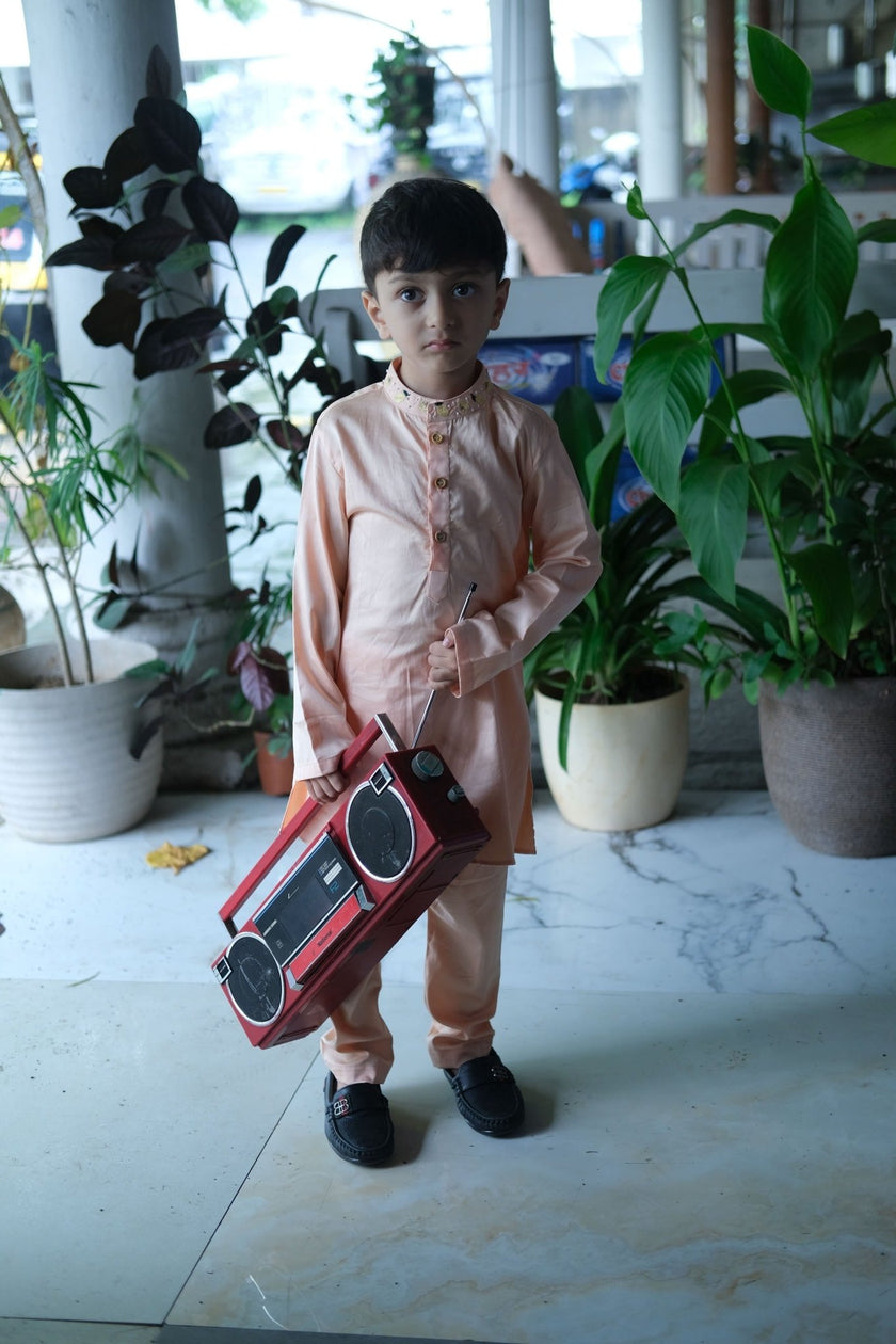 Nimboora Hand Embriodered Pure Cotton Kurta Pajama Set - Funny Bones Clothings