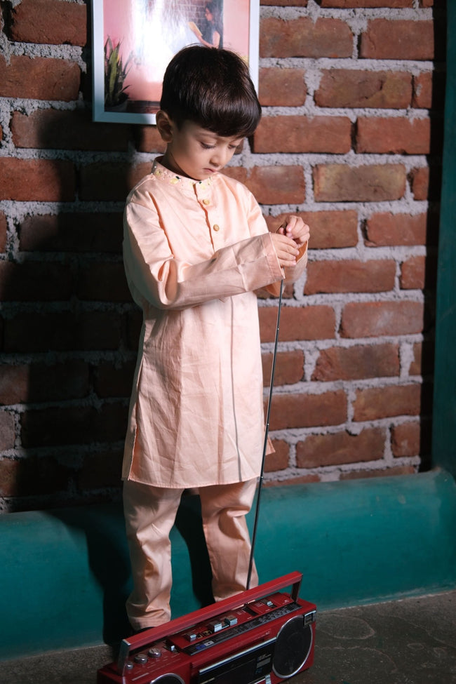 Nimboora Hand Embriodered Pure Cotton Kurta Pajama Set - Funny Bones Clothings