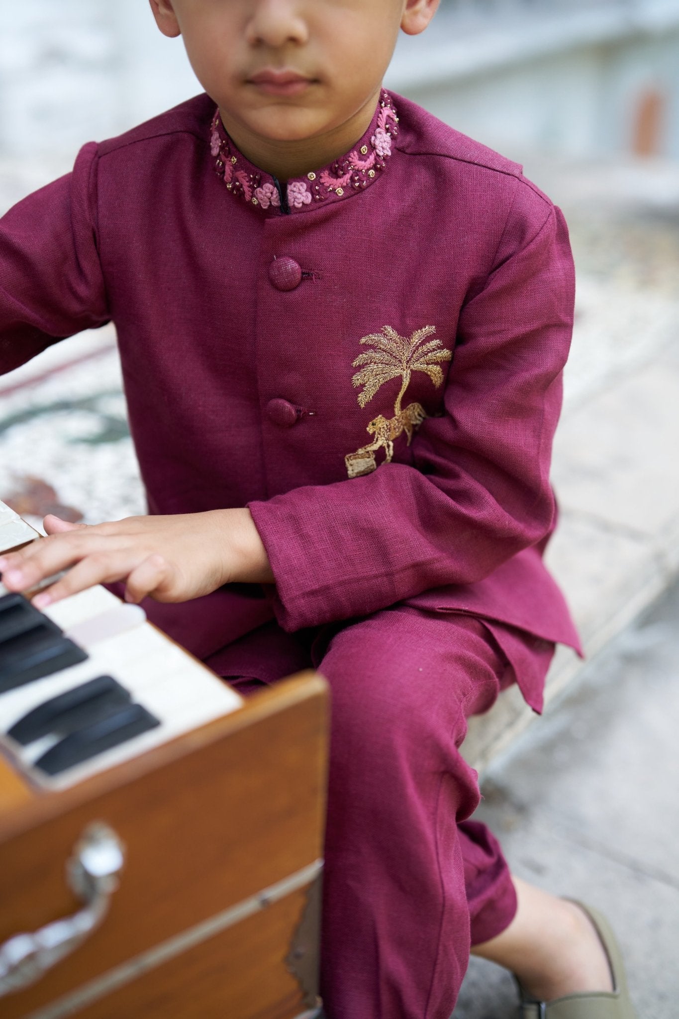 Palm & Panther Pure Linen Koti Kurta Pajama Set - Funny Bones Clothings