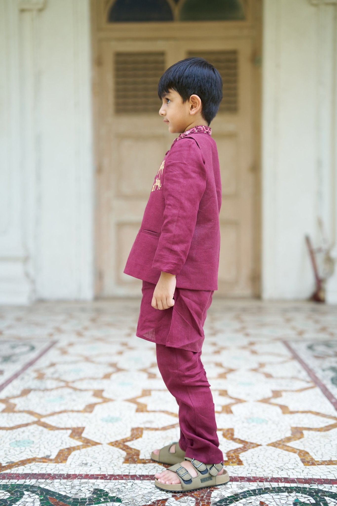 Palm & Panther Pure Linen Koti Kurta Pajama Set - Funny Bones Clothings