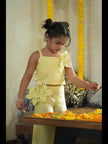 Pearl Embeded Sunflower Pure Organza Top Plazzo Set - Yellow Color - Funny Bones Clothings