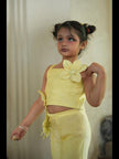Pearl Embeded Sunflower Pure Organza Top Plazzo Set - Yellow Color - Funny Bones Clothings