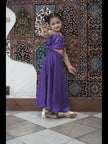 Pearls embedded Waterlife Handwork Pure Muslin Silk Top & Skirt Set - Purple Color - Funny Bones Clothings