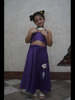 Pearls embedded Waterlife Handwork Pure Muslin Silk Top & Skirt Set - Purple Color - Funny Bones Clothings