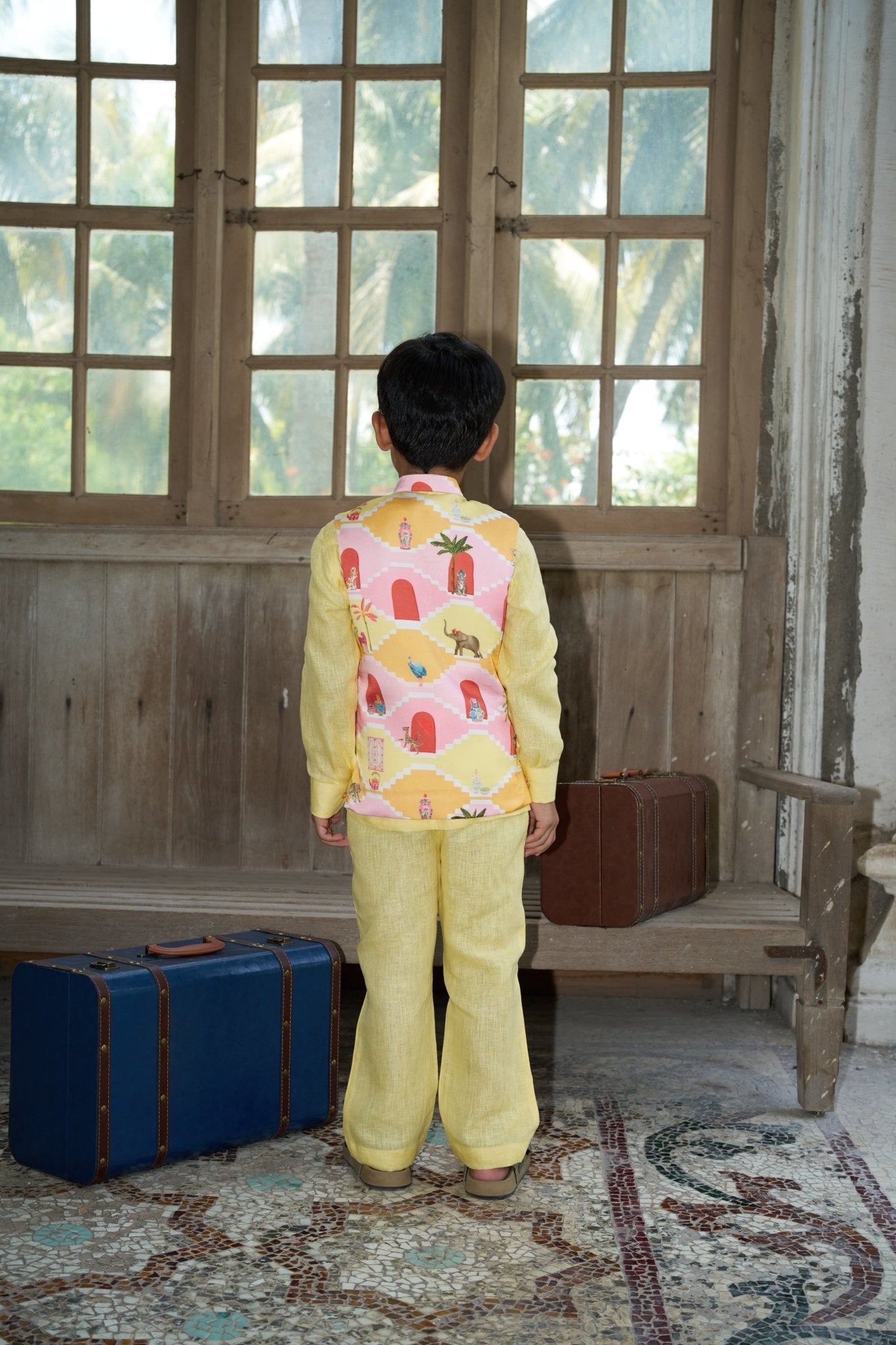 Pichwai Pure Satin Silk Koti Pure Pure Linen Kurta Pajama Set - Funny Bones Clothings