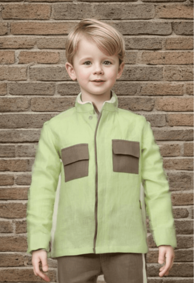 Pocketed Style Green Brown Color Shirt Linen - Funny Bones Clothings
