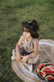 Pure Linen Sleeveless Top - Joggers style pants Coord Set - Brown - Funny Bones Clothings