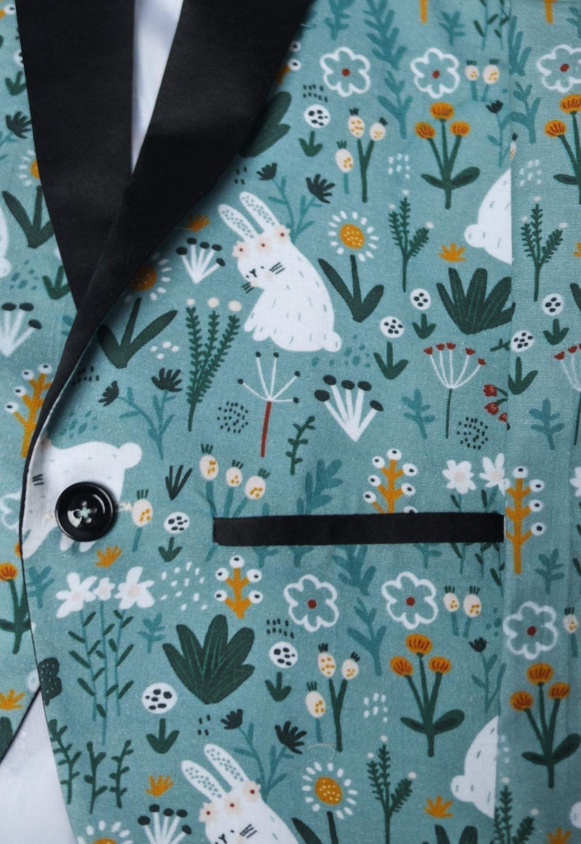 Rabbit Printed Pure Linen Blazer Set - Funny Bones Clothings