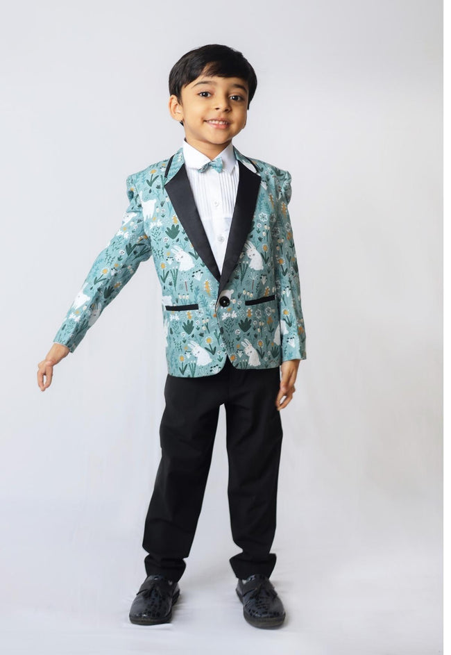 Rabbit Printed Pure Linen Blazer Set - Funny Bones Clothings