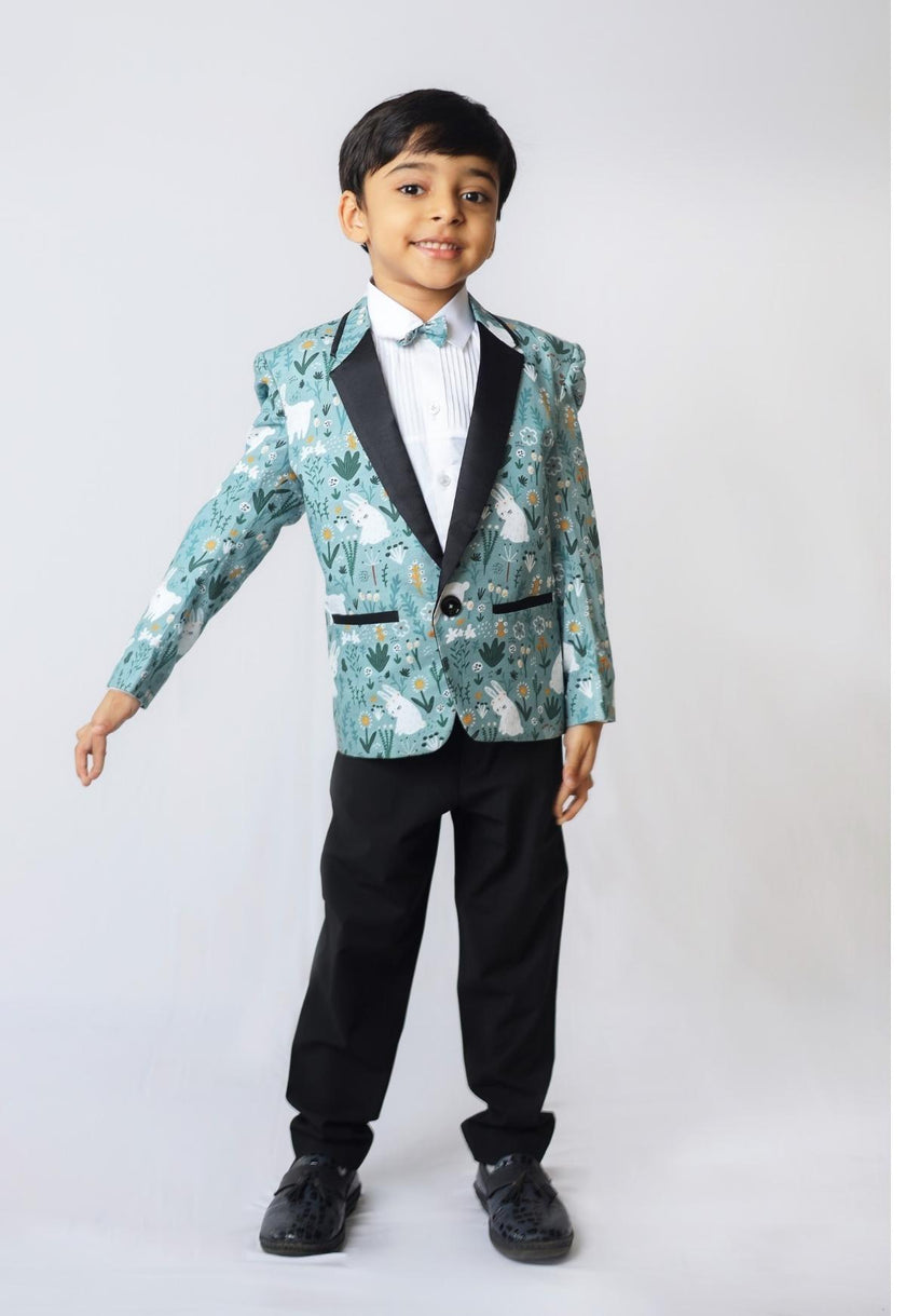 Rabbit Printed Pure Linen Blazer Set - Funny Bones Clothings