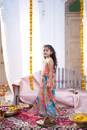 Rang Mahal Pure Silk Girls Top Skirt Set - Funny Bones Clothings
