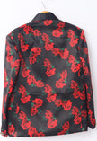 Red Rose Printed Satin Blazer Only - Funny Bones Clothings