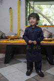 Royal Elephant Work Premium Satin Jodhpuri Open Jacket with Kurta Pajama Set - Funny Bones Clothings