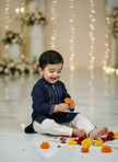 Royal Navy Blue Mirror work Kurta Pajama Set - Funny Bones Clothings