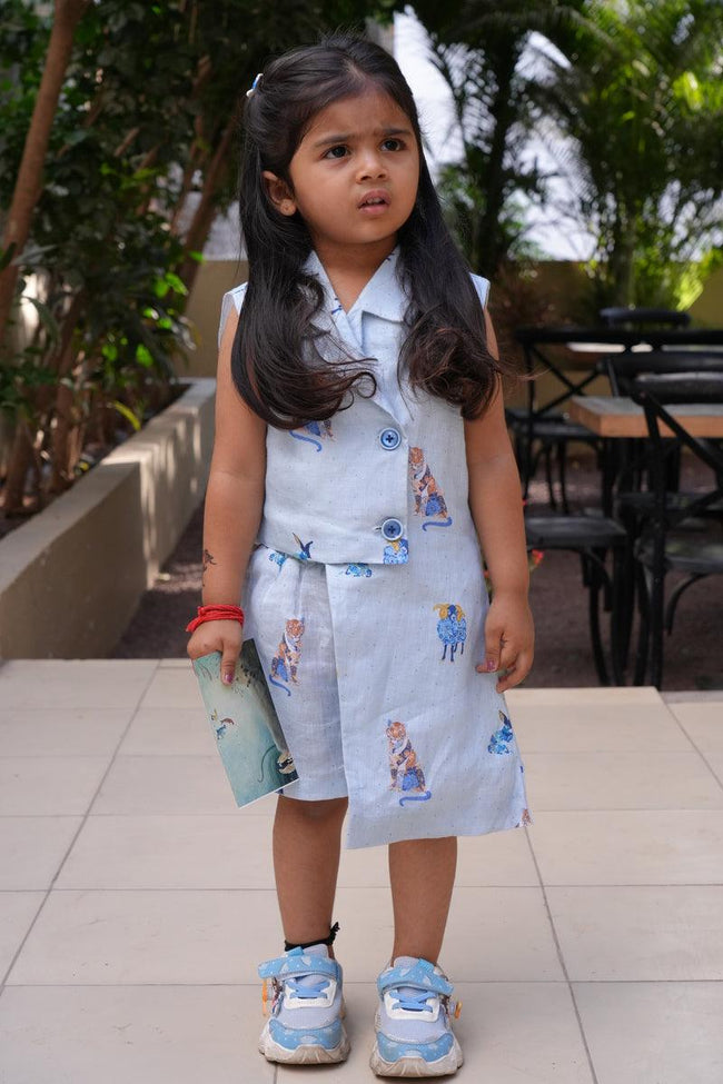 Royal Toika Printed Pure Linen BLazer Dress - Funny Bones Clothings