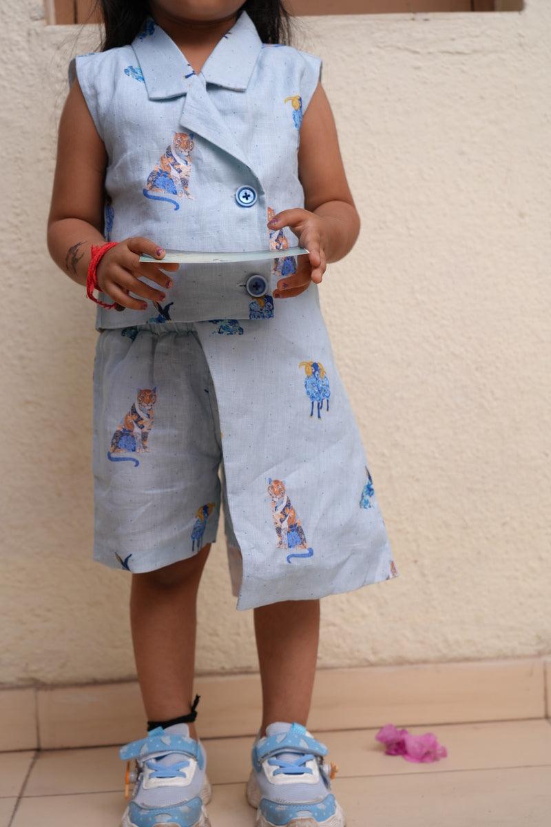 Royal Toika Printed Pure Linen BLazer Dress - Funny Bones Clothings