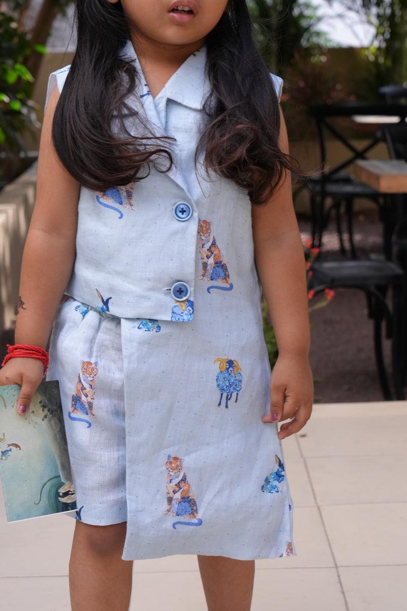 Royal Toika Printed Pure Linen BLazer Dress - Funny Bones Clothings