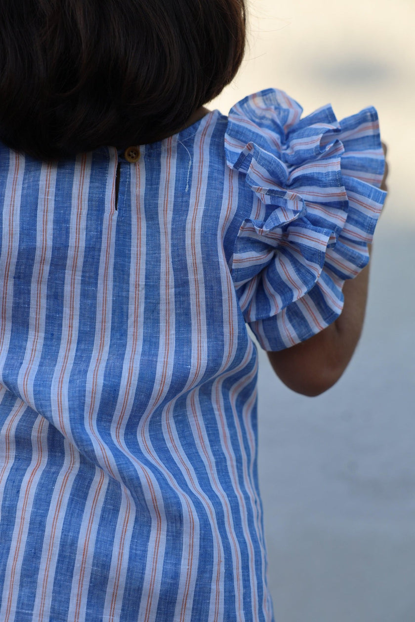 Serene Stripes Pure Linen Dress - Funny Bones Clothings