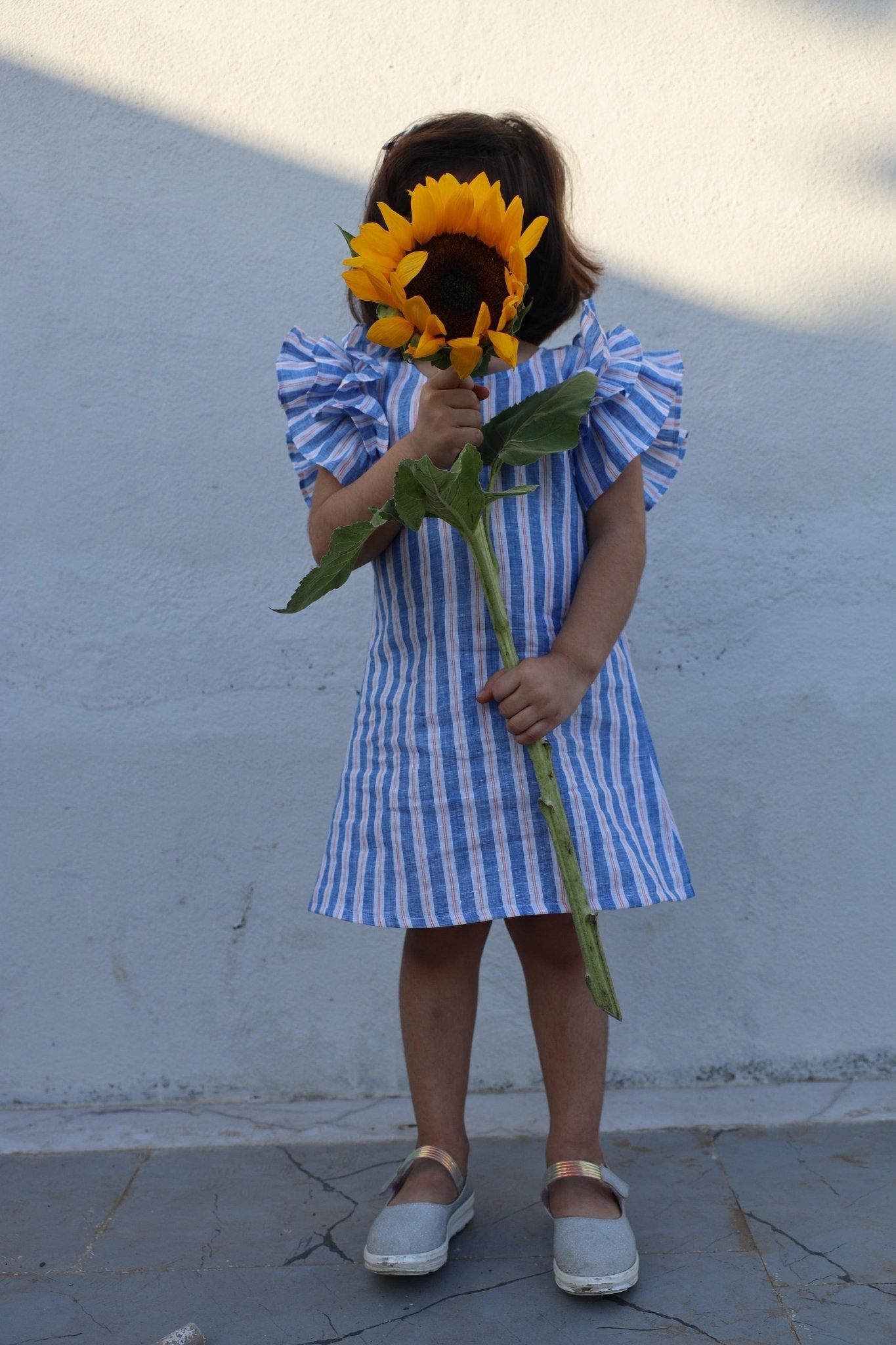 Serene Stripes Pure Linen Dress - Funny Bones Clothings