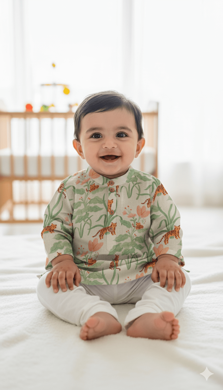 Sherwood Tales Pure Bamboo Muslin Cotton Kurta Pajama Set - Funny Bones Clothings