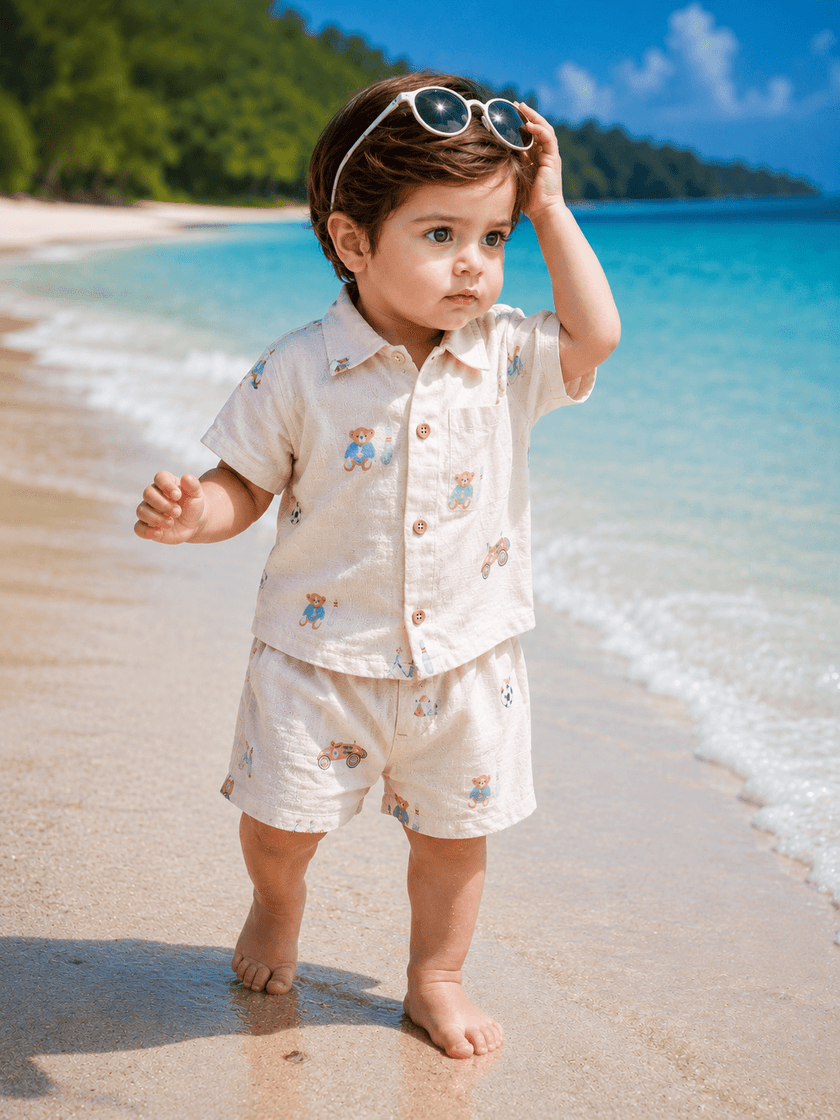 Soccer and Bowling Print Pure Bamboo Muslin Cotton Coord Set - Funny Bones Clothings
