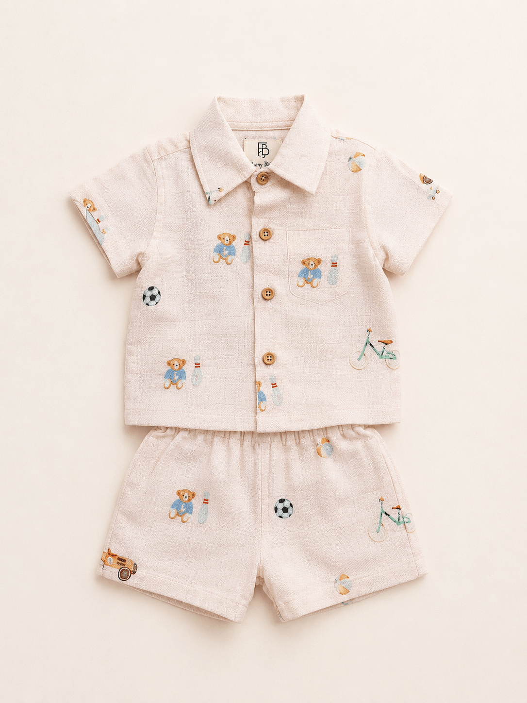 Soccer and Bowling Print Pure Bamboo Muslin Cotton Coord Set - Funny Bones Clothings