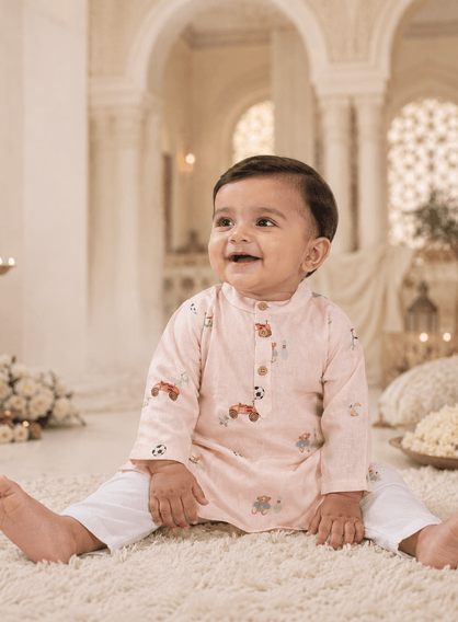 Soccer and Bowling Print Pure Bamboo Muslin Cotton Kurta Pajama Set - Funny Bones Clothings