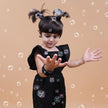 Solid Black above knee Length Dress - Funny Bones Clothings