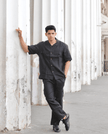 Solid Colour Pure Linen Co-ord Sets - Black - Funny Bones Clothings