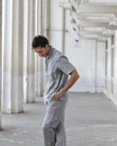 Solid Colour Pure Linen Co-ord Sets - Light Grey - Funny Bones Clothings