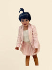 Solid Pink Blazer Skirt with White Pintex Spegitti Set - Funny Bones Clothings