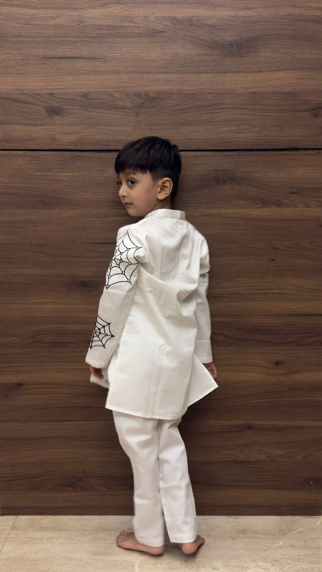 Spiderman Themed Pure Cotton Kurta Pajama Set - Funny Bones Clothings