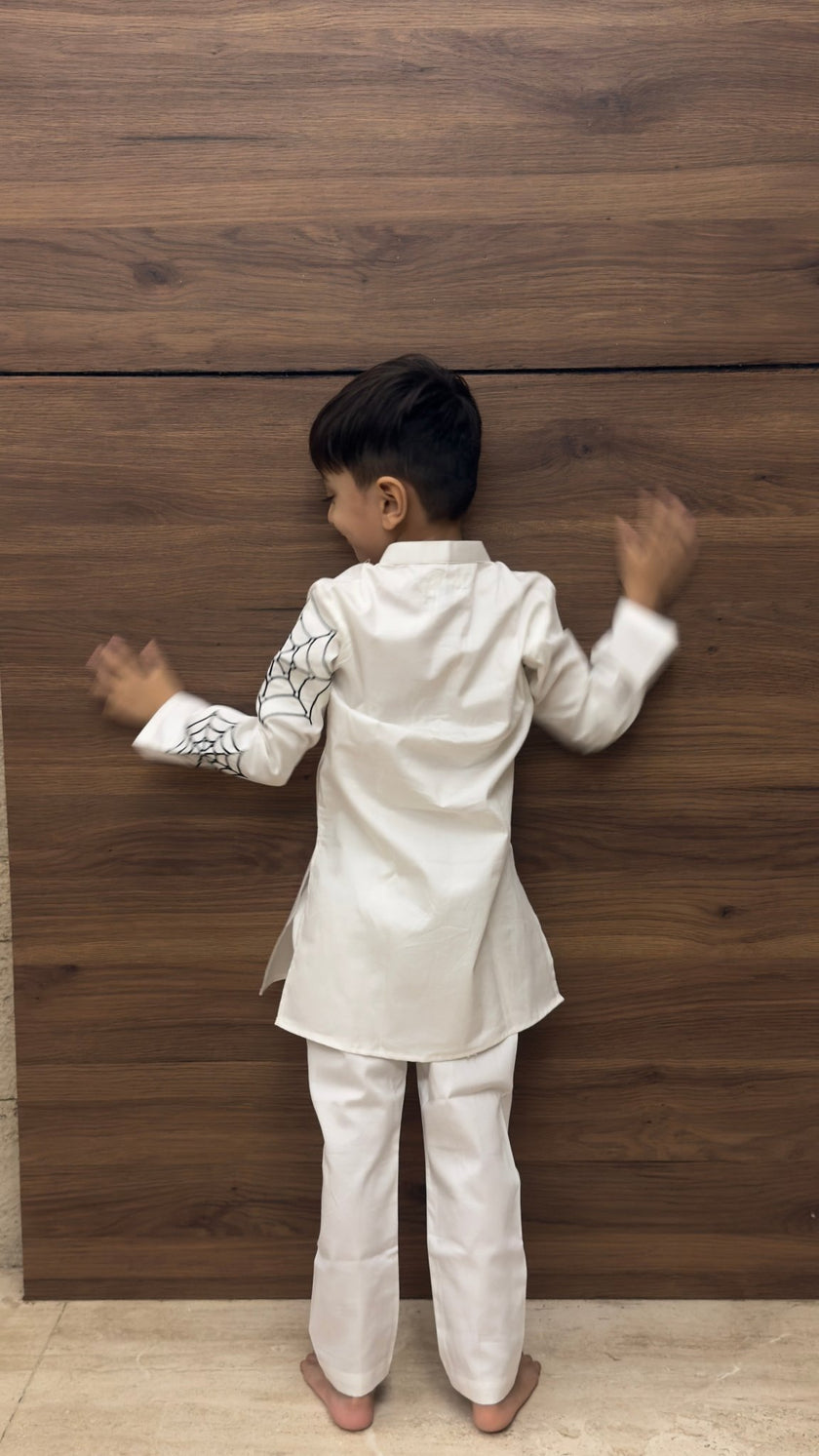 Spiderman Themed Pure Cotton Kurta Pajama Set - Funny Bones Clothings