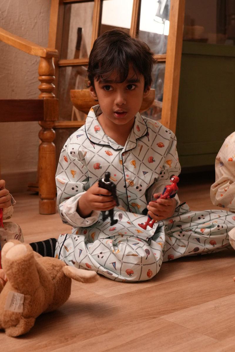 Sports Inspired Premium Italian Cotton Night Suit - Funny Bones Clothings