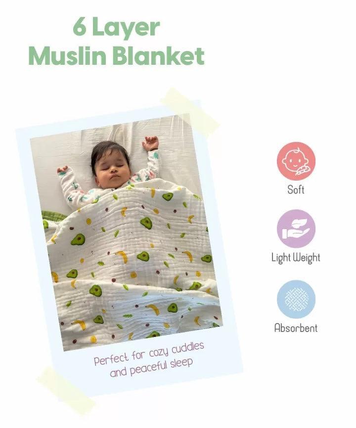 Strawberry Print 100% Soft Cotton Muslin Blanket (Pack of 1) - Funny Bones Clothings