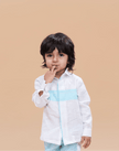 Striped Style White Sky Blue Color Pure Linen Shirt - Funny Bones Clothings