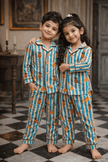Stripes and Citrus Premium Italian Cotton Night Suit - Funny Bones Clothings
