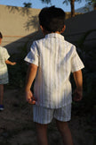 Stripes & Croc Charm Pure Linen Coord - Funny Bones Clothings