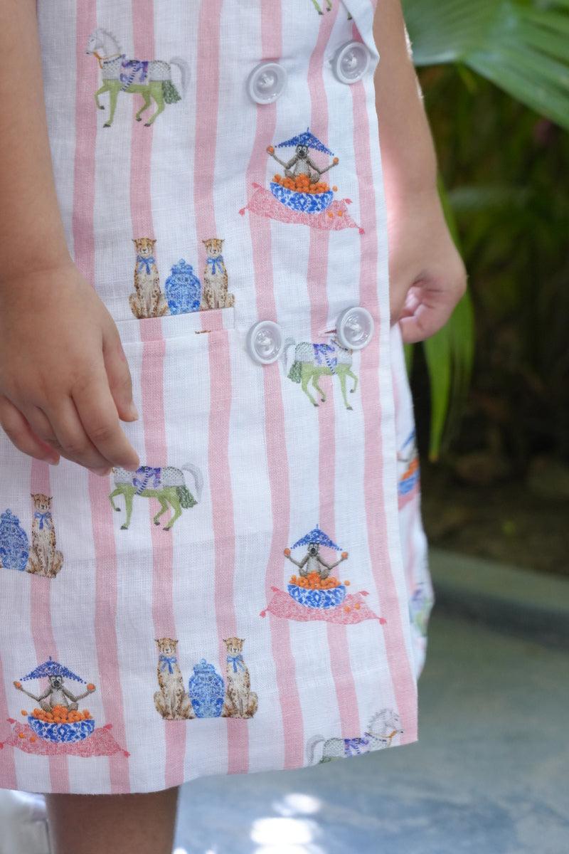 Sultan Tapestary Printed Pure Linen Blazer Dress - Funny Bones Clothings