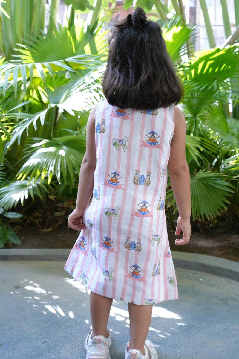 Sultan Tapestary Printed Pure Linen Blazer Dress - Funny Bones Clothings